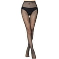 thumbnail image 2 of Miqool Bas Résille Noirs pour Femmes, Collants Résille Transparents en Maille à Motif Dentelle, Cuissards Résille Taille Haute, Taille Unique, 2 of 5
