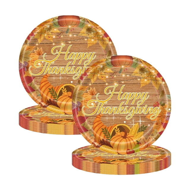 COM1950s Fall Decorations Outdoor, Thanksgiving Decorations for Table, 20 Pieces Thanksgiving Autumns Party Supplies Pumpkin Turkey Dinner Plates Fall Decorations Thanksgiving Party Supplies
