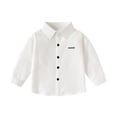 thumbnail image 2 of Boys Girls Shirts Spring Fall Fashion Casual Long Sleeve Button Down Lapel Collared Dress Shirt, 2 of 5