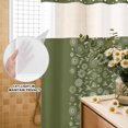 thumbnail image 3 of No Hook Shower Curtain, Japanese Shower Curtains for Bathroom with See Through Top Window, Green Rustic Retro Pastoral Floral Leaves Waterproof & Washable Bath Curtain Stand Up Stall 36"x72", 3 of 9