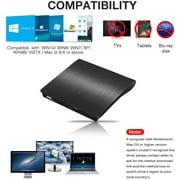 External CD DVD Drive USB 3.0, Premium Portable CD DVD +/-RW Optical Drive Burner Writer for Windows 10/8/7 Laptop Desktop Mac MacBook Pro Air iMac HP Dell LG Asus Acer Lenovo Thinkpad