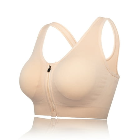 

Women s Zip Front Sports Bra Wireless Post-Surgery Bra Active Yoga Sports Bras For Yoga Rope Skipping Shuttlecock Kicking Jogging
