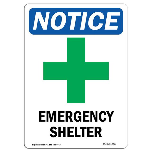 SignMission OS-NS-A-1218-V-11896 12 x 18 in. OSHA Notice Sign - Emergency Shelter