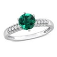 thumbnail image 1 of 1.00 Carat (ctw) Lab-Created Emerald Ring in 10K White Gold with Diamonds, 1 of 5