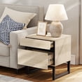 thumbnail image 3 of WAMPAT Modern Bedside Table for bedroom, Nightstand with 2 Drawers and Black Square Iron Leg, Wood Rustic Side End Table for living Room, 3 of 7