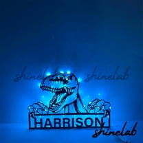 Shinelab Dinosaur Metal Sign LED Wall Art, Custom Dinosaur Art Decor Personalized Gifts 11613