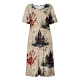 thumbnail image 4 of Women's Halloween Print Casual Dress, Round Neck with Pockets Design , Comfortable Relaxed Fit Fabric for Everyday Wear, Halloween Themed Dress for Women Black L, 4 of 6