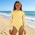 thumbnail image 7 of BaoFuBaoMei Girls 1 Piece Swimsuits Mock Neck Long Sleeve Bathing Suit Polka Full Coverage Swimwear Summer Beach Swim Set, 7 of 7