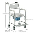 thumbnail image 3 of HOMCOM Shower Commode Wheelchair, Padded Seat, 331 lbs., Grey, 3 of 10
