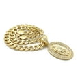 thumbnail image 3 of iJewelry2 Gold Tone Virgin Mary Oval Pendant Clear Crystals Encrusted Cuban Chain Necklace 20'', 3 of 3