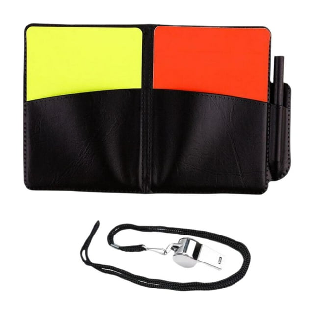 Juego de tarjetas de árbitro de fútbol, equipo de árbitro, fútbol deportivo, tarjetas rojas y amarillas para competición, partido de fútbol, campo