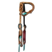 Showman Argentina Cow Leather Single Ear Headstall w/ Hand Painted Feather Design