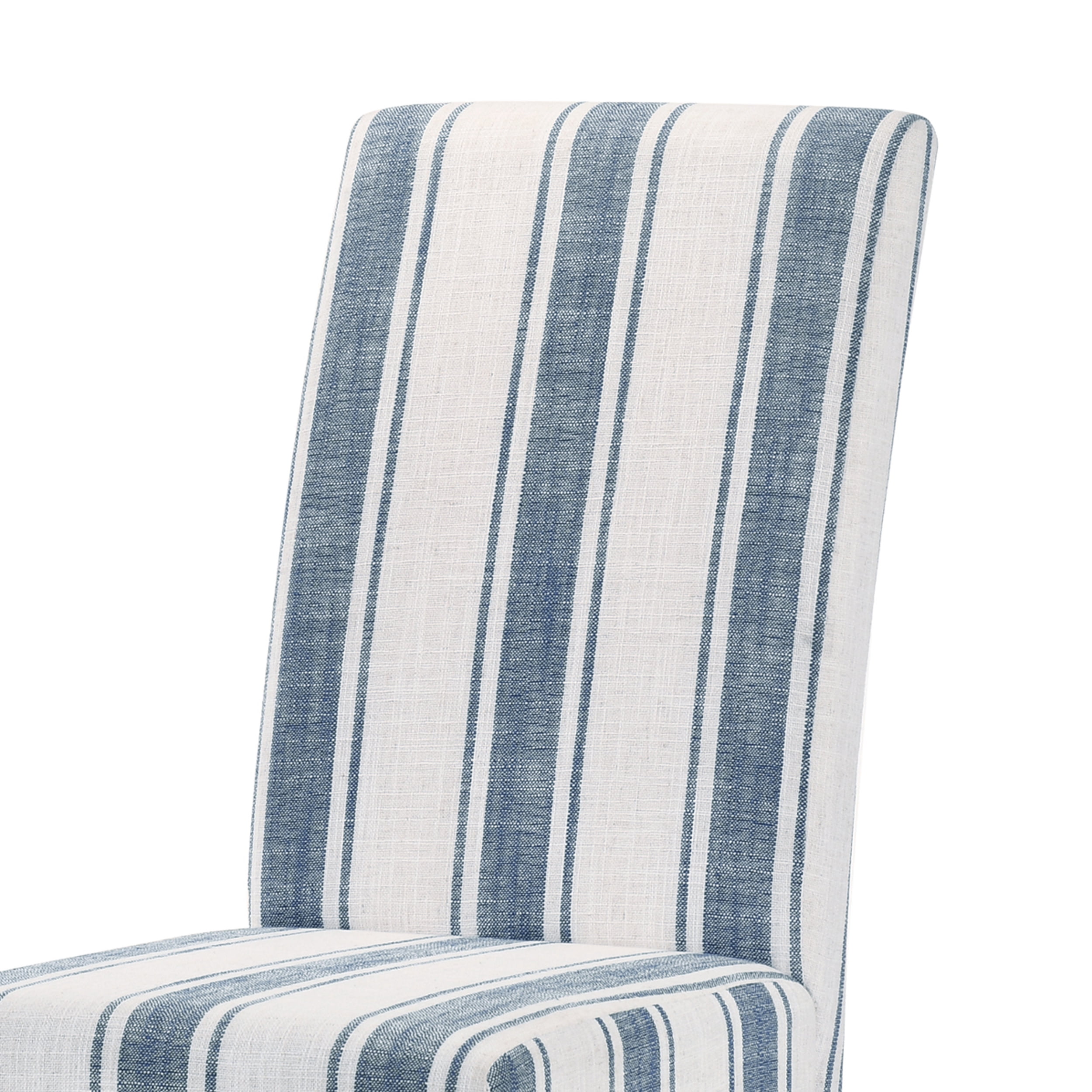 Noble House Asher Fabric Dining Chairs, Set of 2, Dark Blue, Beige, Espresso