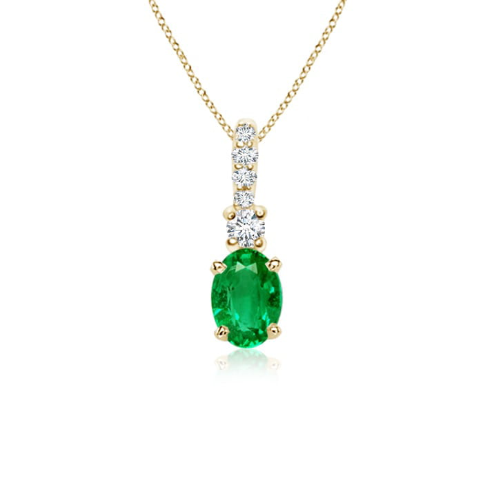 14k Yellow Gold Boy 6x4 Oval Green Emerald May Necklace Pendant Charm Kid Birthstone Fine Jewelry Gifts For Women For Her