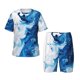 thumbnail image 1 of Balery Blue White Fluid Art Conjunto de Pijama Infantil de Manga Corta con Estampado – Ropa de Dormir de Algodón Suave-3X-Large, 1 of 6