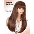 thumbnail image 2 of Long Straight Ginger Wig with Bangs for Women Layered Wigs With  Hairstyle 4x2 Realistic  Scalp Glueless Wig Synthetic Heat Resistant for Daily Party Use(Ginger, 26Inch), 2 of 6