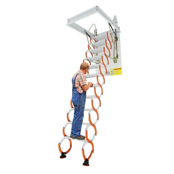 TFCFL 11 Steps Attic Ladder 9.8ft Folding Ladder Pull Down Attic Stairs Hidden Ceiling Mounted