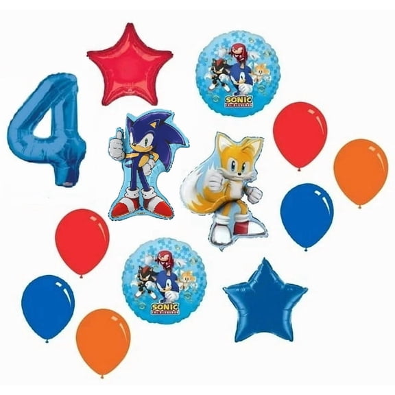 Sonic the Hedgehog and Miles Tails Prower 4th Birthday Party Supplies 13 Piece Set