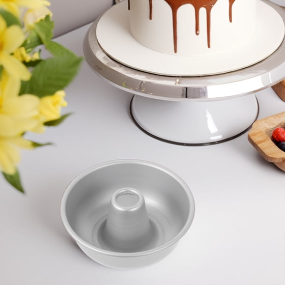 Minkissy 2Pcs Hollow Design Angel Food Cake Pan with Nonstick Surface for Cake Baking Accessories Silver