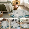 thumbnail image 6 of Gray Teal 8ft Round Rug, Modern Abstract Art Retro Flow Marble Non-Skid Rubber Backing Large Area Rugs - Living Room Bedroom Home Office, Indoor Floor Mat Carpets Washable Rug, 6 of 9