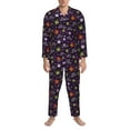 thumbnail image 3 of Fuzoiu Halloween Print Men's Long-Sleeved Pajama,Lounge Button Down Nightwear,Mens Notch Collar Pajama Set -Medium, 3 of 7