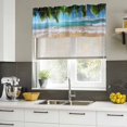 thumbnail image 4 of Ocean Beach Curtain Valances for Windows, Kitchen Valance Window Treatments Panel 2 Pack, Palm Trees Summer Tropical Island Seaside Rod Pocket Short Curtains for Bathroom Bedroom 42 x 12 Inch, 4 of 8