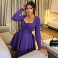 thumbnail image 2 of AURA Women Plus Size Long Sleeve Midi Dress High Waist Slim Fit Casual Summer Dress, 2 of 6