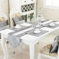 thumbnail image 1 of Chemin de Table en Strass avec Pompons pour Décoration de Table à Dîner (Gris, 13x72 Pouces), 1 of 5