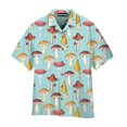 thumbnail image 3 of Camisa de manga corta con cuello abatible y botones para hombre, personalizada, de verano, con estampado 3D de setas de colores, para vacaciones, playa, 2024, 3 of 5