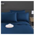 thumbnail image 2 of Drevy Queen Stripe Sheet Set - Luxury Hotel 1800 Thread Count Bedding Sheets & Pillowcases - Ultra Soft Breathable & Cooling Bed Sheets - Wrinkle Resistant - 6 Piece Set - Queen, Navy Blue, 2 of 7