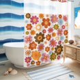 thumbnail image 5 of No Hook Shower Curtain, Bohemia Floral Shower Curtains for Bathroom with See Through Top Window, Vintage Orange Pink Flowers Boho Style Beige Waterproof & Washable Bath Curtain Stall 48"x72", 5 of 9