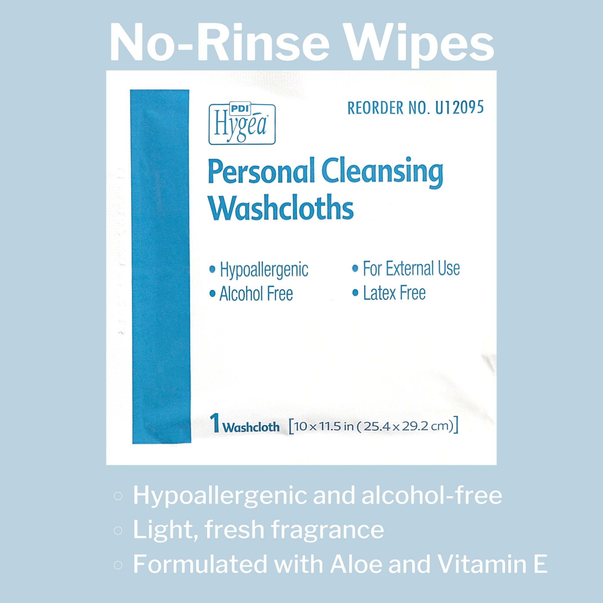Hygea Personal Cleansing Wipes, Individually Wrapped, 10 in x 11.5 in, 1 Count, 400 Packs, 400 Total