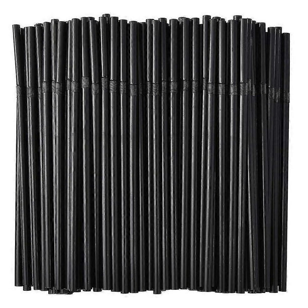 500/200/100pcs Flexible Bendy Black Drinking Straws Plastic Disposable Straws
