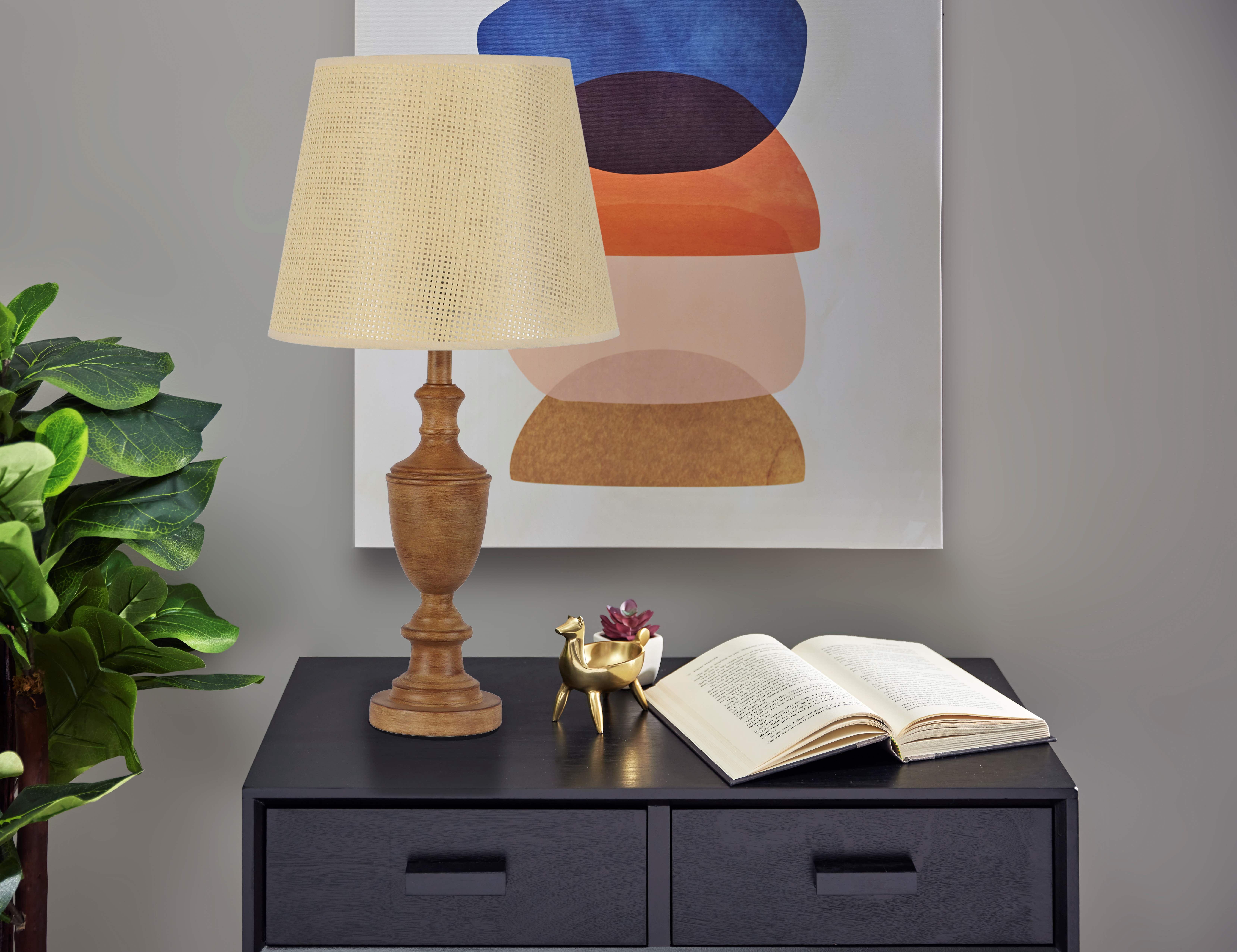 Simplee Adesso Rattan Paper Uno Lamp Shade, 11"H x 14"D, Transitional, Adult Office, Dorm Room