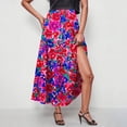 thumbnail image 5 of dazeni Summer Maxi Skirts for Women Fashion Boho Long Skirt Trendy Floral High Waist A Line Beach Skirt Vacation Outfit with Pockets, 5 of 8