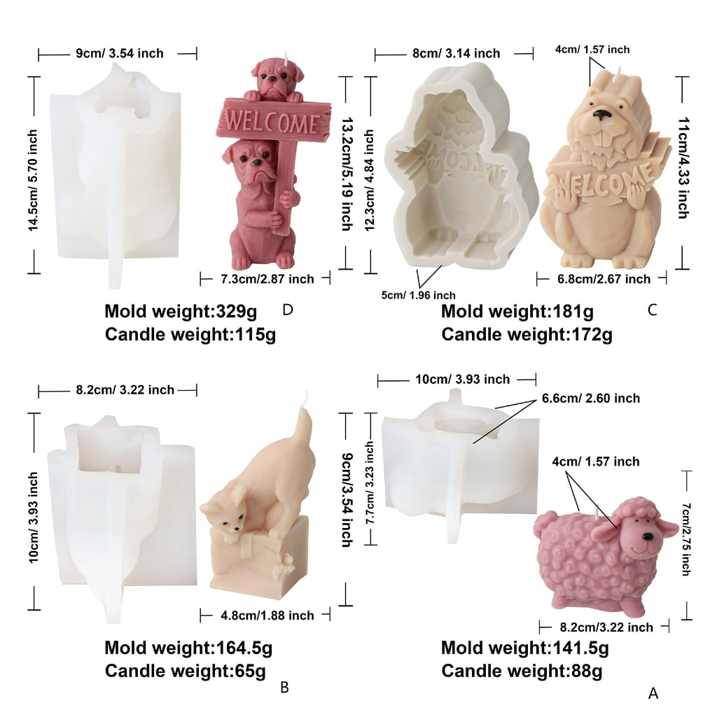 BQBQERT Cats Dog Shaped Silicone Molds Candle Molds for Epoxy Resin, Candle Soap Home Decoration, Plaster Decoration