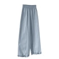 thumbnail image 2 of Delayuji Womens Wide Leg Pants High Waisted Straight Leg Loose Cotton Linen Pants Casual Lace Wrapped Baggy Pants L-4XL, 2 of 5