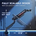 thumbnail image 6 of ARES WING Single Monitor Arm for 17–40 Inch Flat & Curved Ultrawide Screens up to 26.5 lbs, Fully Adjustable Monitor Mount with C-Clamp & Grommet Base, VESA 75x75 & 100x100, Black, 6 of 10