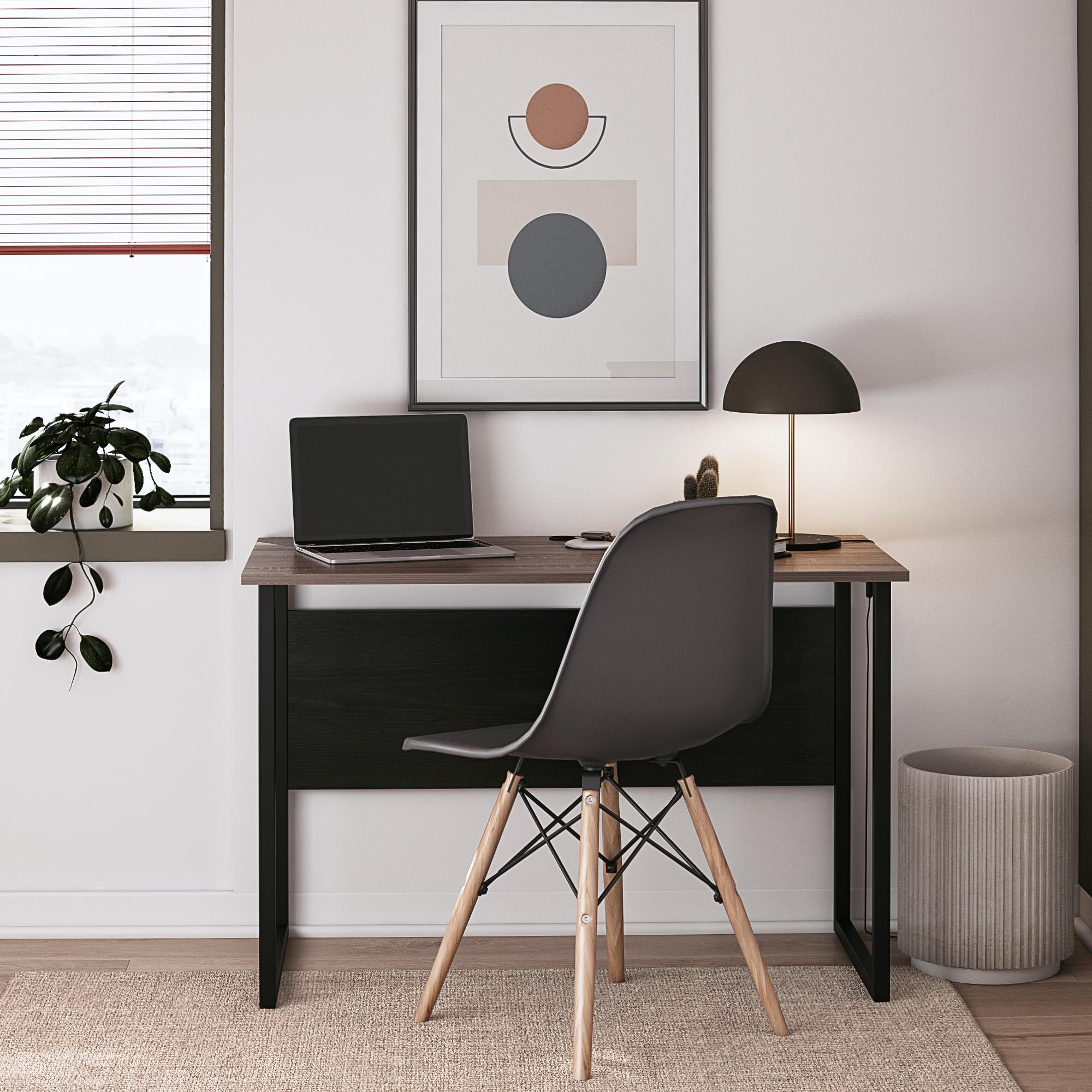 Ameriwood Home Sorina Writing Desk, Distressed Gray Oak & Black