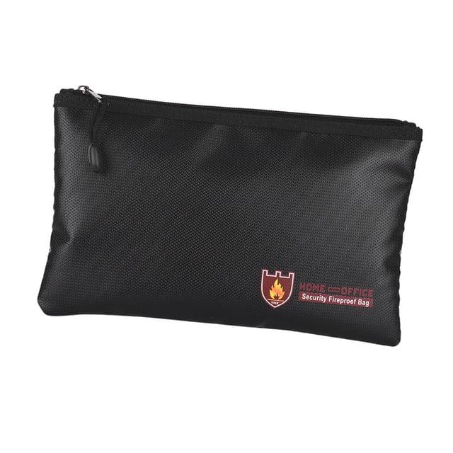 Fireproof Document Bag Silicone Coated Fiberglass Money Bag Pouch Holder Fire Resistant with Zipper Closure Storage for File Jewelry Valuables, Small Size