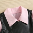 thumbnail image 4 of FLMEI Toddler Baby Girls Dress 2PCS Set Kids Pink Long Sleeve Button Shirt Dress + PU Leather Vest Spring Fall Outfit 18M -6Y, 4 of 9