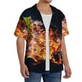 thumbnail image 2 of Gaeub Tennis Ball In Fire1 Men's Lapel Short Sleeve Shirt,Cuban Shirts For Men,Short Sleeve Button Down Men, Soft and Breathable for Outdoors Party Travel-3X-Large, 2 of 5