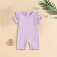 thumbnail image 2 of CAICJ98 Newborn Infant Baby Girl Ruffle Short Sleeve Romper Bodysuit Jumpsuit Casual Clothes Summer One Piece Solid Outfit (Purple,0-3 Months), 2 of 6