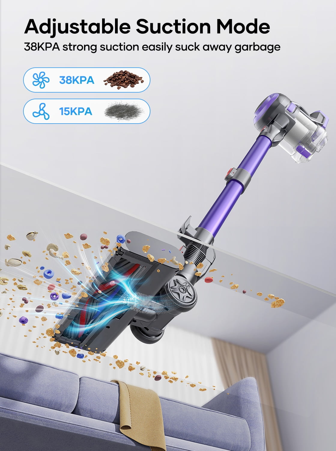 Laresar V10 Lite Cordless Stick Vacuum Cleaner Lightweight for Home Pet Hair Carpet Hard Floor