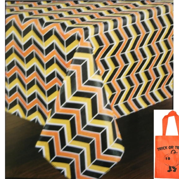 Halloween Wicked Chevron Vinyl Tablecloth & Tote Gift Set (Oblong60"x84")