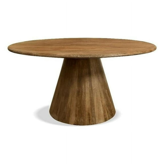Jay 60" Round Solid Wood Dining Table in Distressed Natural Finish