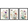 thumbnail image 2 of PixonSign Framed Canvas Print Wall Art Set - Multicolor Vibrant Wildflowers Poster Art - Set of 3 Watercolor Nature Floral Botanical Country Wall Décor for Living Room - 12"x16"x3 Black, 2 of 5