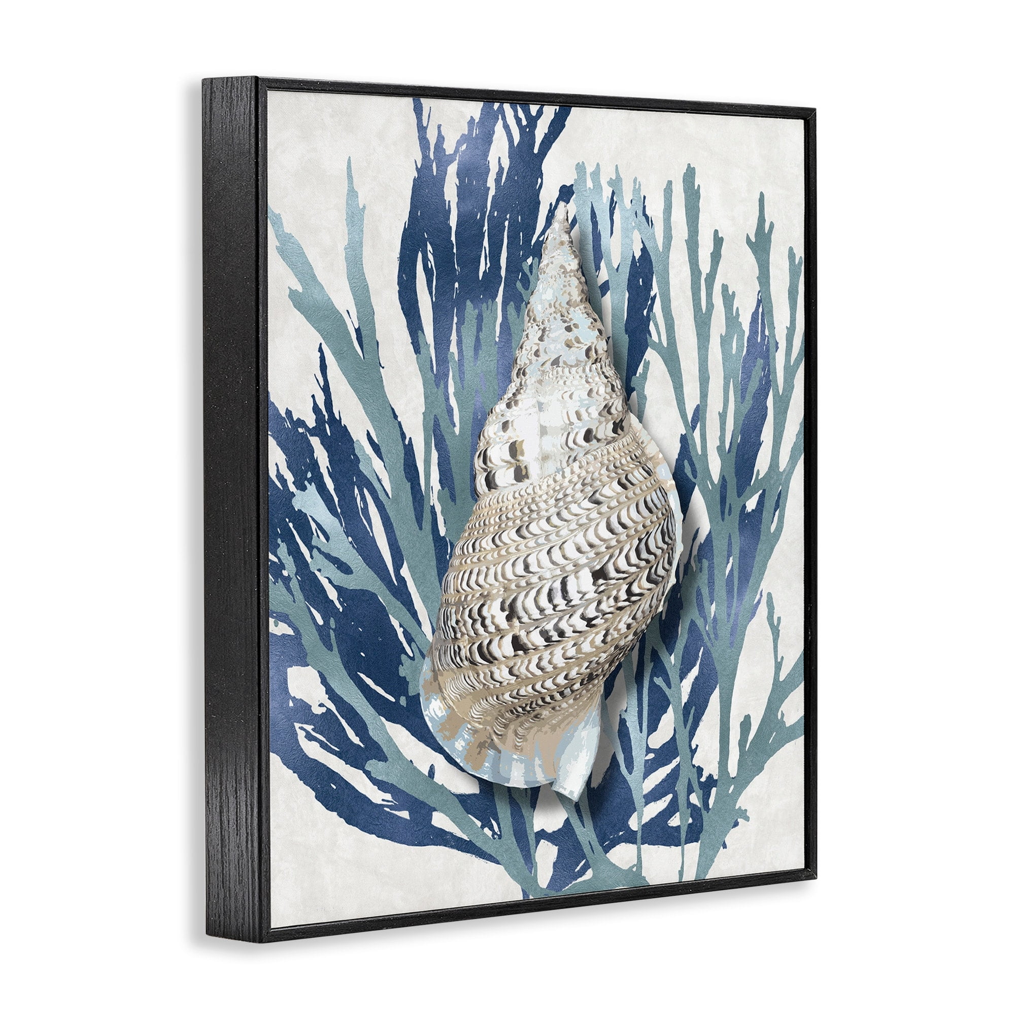 Stupell Industries Shell Coral Blue Beach Design Framed Wall Art by Caroline Kelly