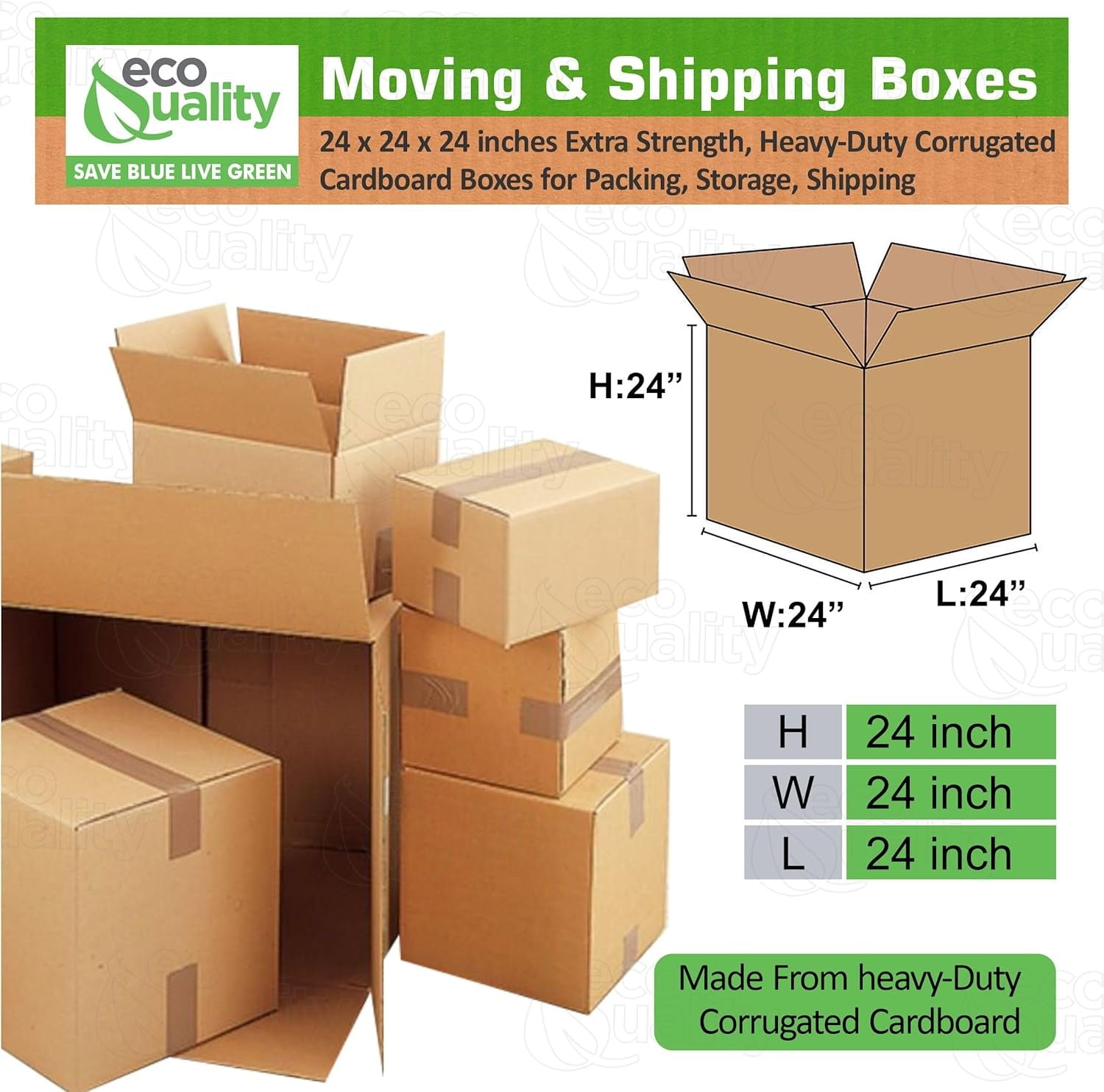 24x24x24 Moving & Shipping Boxes, Extra Strength, Heavy-Duty Corrugated Cardboard Boxes for Packing, Storage, Shipping (5)