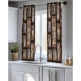 thumbnail image 5 of Brown Giraffe Sheer Curtains 45 Inch Length 2 Panels Set for Living Room/Bedroom, Wildlife Animals Farmhouse Wood Plank Kitchen Curtains Grommet Semi-Sheer Curtains Drapes Window Treatments 42"x45"x2, 5 of 7